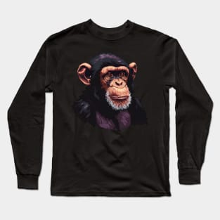 Pixel Chimpanzee Long Sleeve T-Shirt